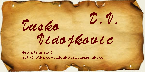 Duško Vidojković vizit kartica